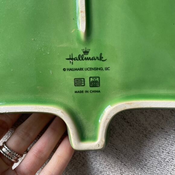HALLMARK‎ Green Ceramic Tree Dish Platter Holiday Christmas Winter - Picture 2 of 2